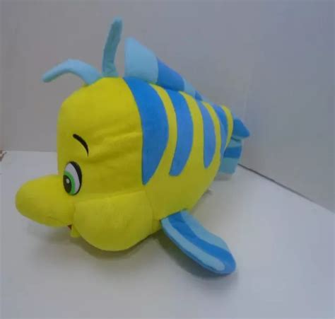 Walt Disney Little Mermaid Flounder Fish Yellow Blue 9 Plush Stuffed