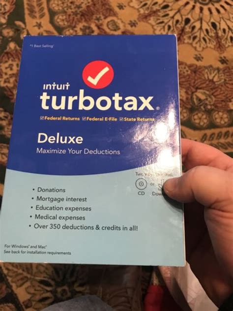 TurboTax 1 User Deluxe Federal State Efile For Windows Mac For Sale