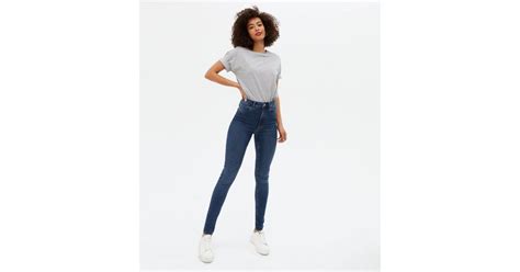 tall indigo lift and shape jenna skinny jeans new look