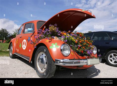 Flower Power Vw Car Stock Photo Alamy