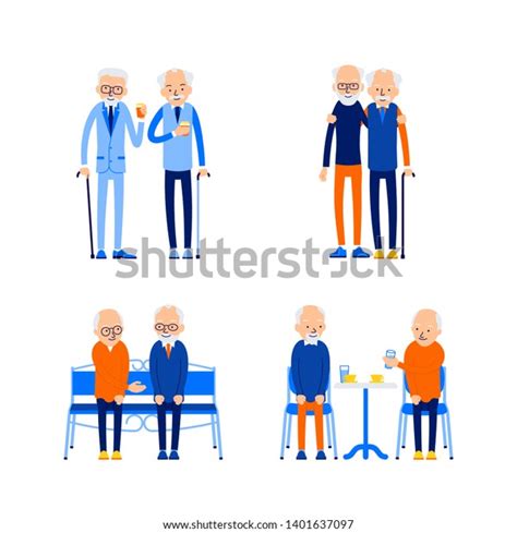 Two Old Men Elderly Caucasian People Stock Vector Royalty Free