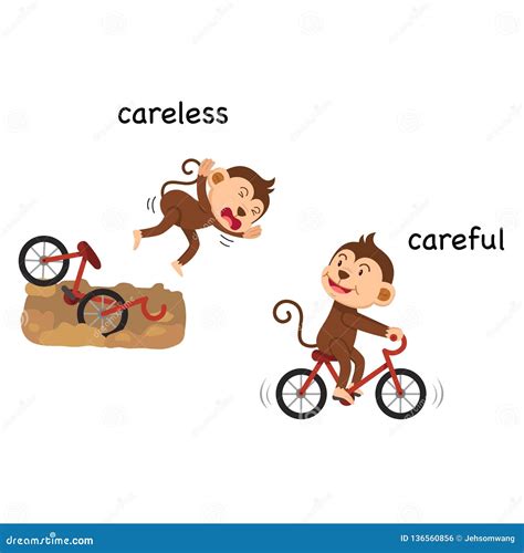 Opposite Careless And Careful Stock Vector Illustration Of Education