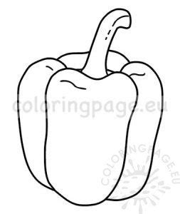 Printable Green Pepper Vegetable Vector Coloring Page