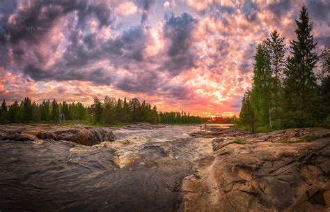 Koiteli Sunset At The Kiiminkijoki River In Oulu Finland By Mikko