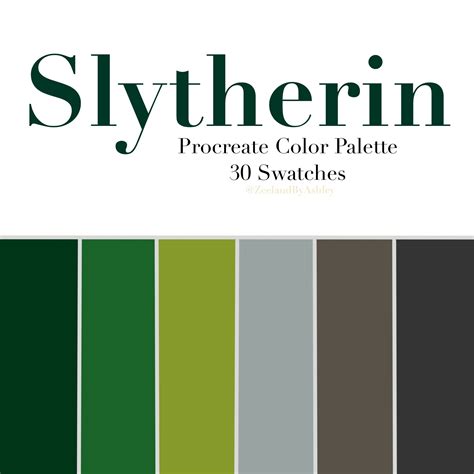 Harry Potter Slytherin Themes Procreate Color Palette For Etsy In