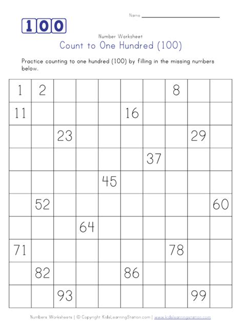 Count To 100 Worksheet Kindergarten Worksheets Counting Kindergarten