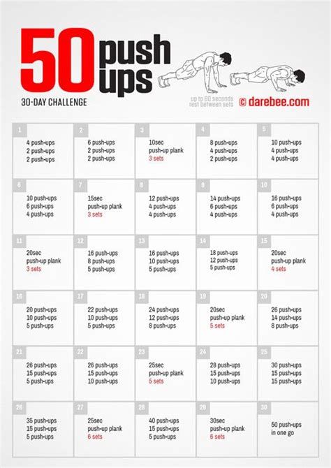 50 Push Ups Challenge Push Up Workout Push Up Challenge Workout