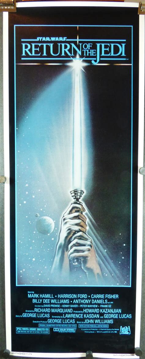 Return Of The Jedi Original Insert Unfolded Movie Theater Poster For