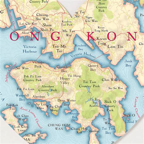 Hong Kong Map Heart Print By Bombus Off The Peg
