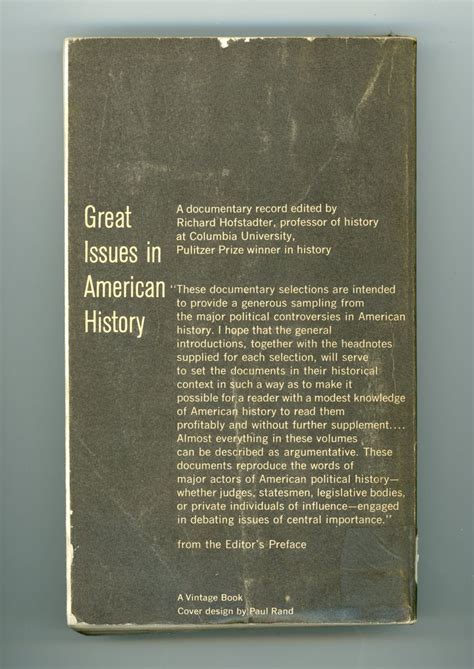 Great Issues In American History Book Cover Back Paul Rand History