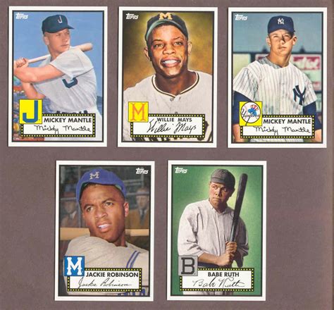 1952 Topps Retro Set W 2 Mickey Mantles Babe Ruth Jackie Robinson Willie Mays Single Cards Fan