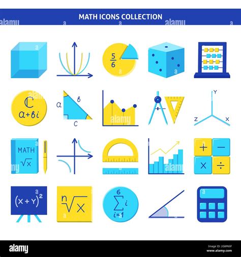 Mathematics Icon Set In Flat Style Math Symbols And Expressions