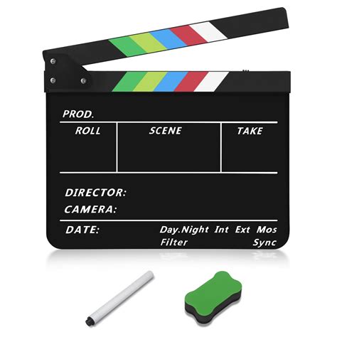 Acrylic Plastic Clapboard Directors Clapper Board Dry Erase Cut Action