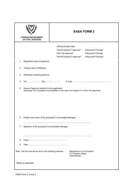 Easa Form 2 A Form 2