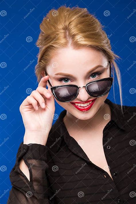 Blonde Girl With Glasses Stock Photo Image Of Excited 71721014