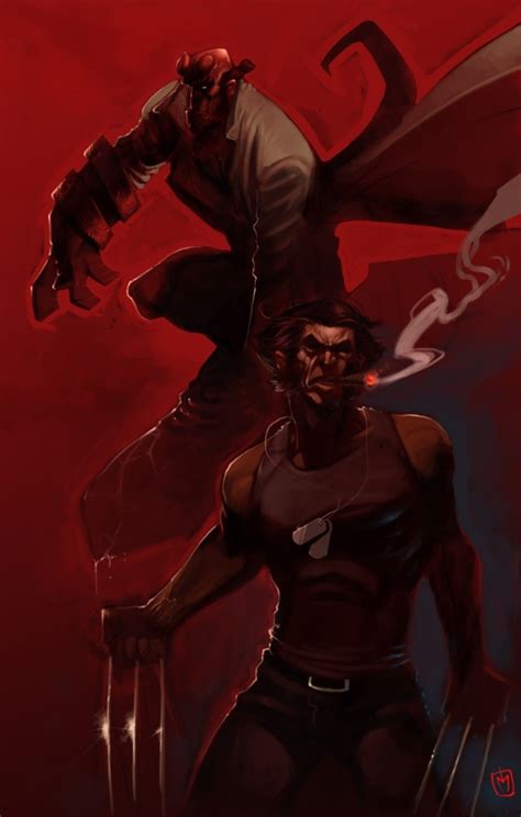 Hellboy And Wolverine By Dimitri Armand In Joulie Vincents Hellboy