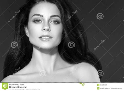 Adult Woman Portrait Skin Care And Healthy Hair Concept Beautiful