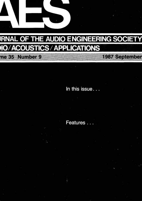 Aes E Library Complete Journal Volume 35 Issue 9