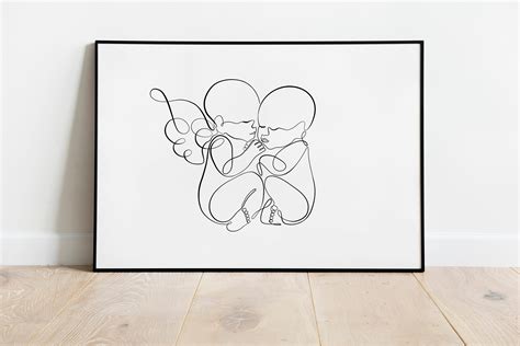 Twinless Twin Angel Babies Line Art Digital Print Download Etsy Australia