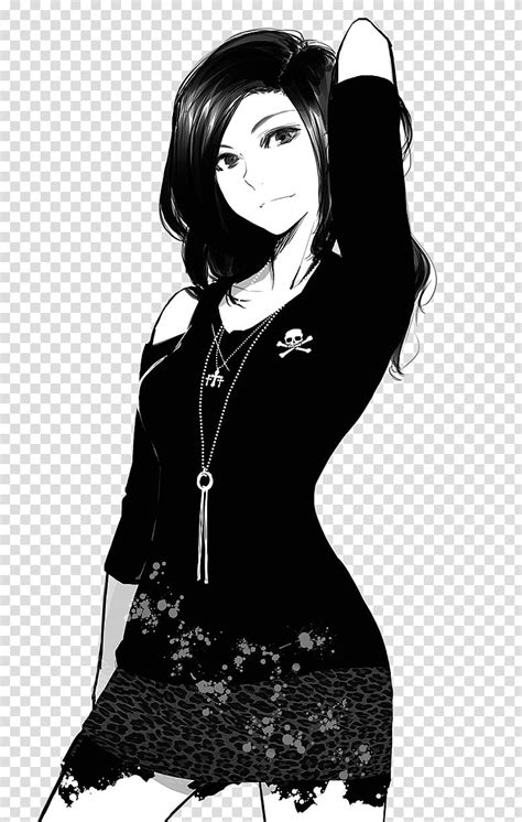 Anime Character Wearing Black Top And Skirt Illustration