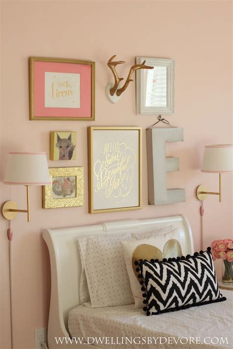Girls Bedroom Gallery Wall Beautiful Pink And Gold Girls