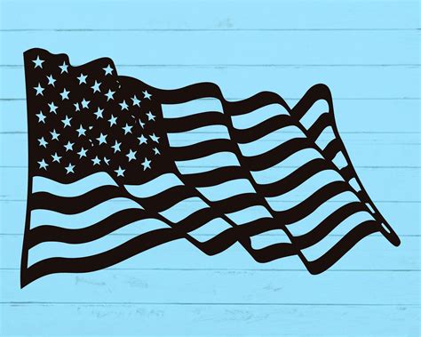 American Waving Flag Svg American Waving Flag Printable Usa Etsy