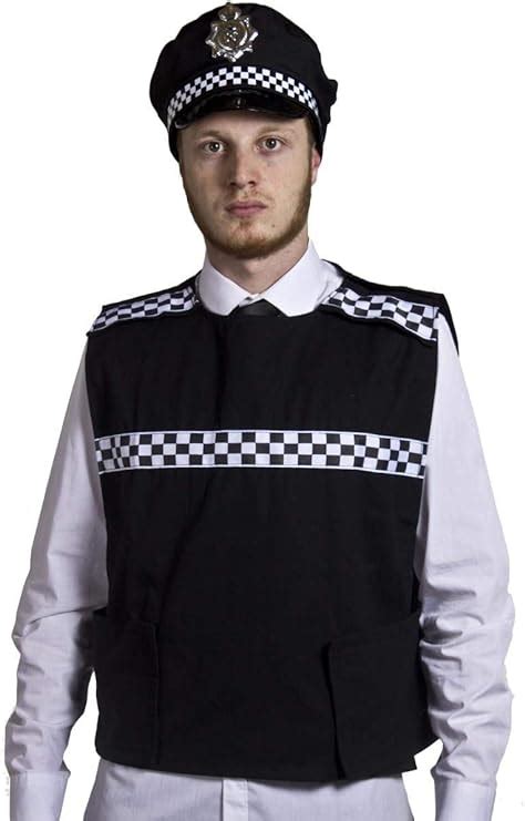 Mens Police Vest Fancy Dress Costume Black Police Vest In Standard