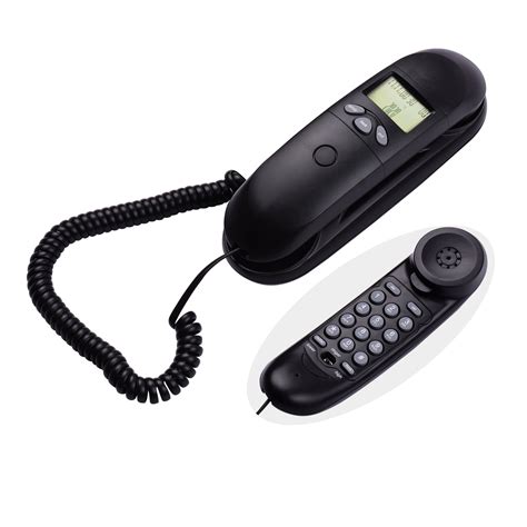 Black Mini Trimline Corded Phone Fixed Telephone Desk Landline Phone