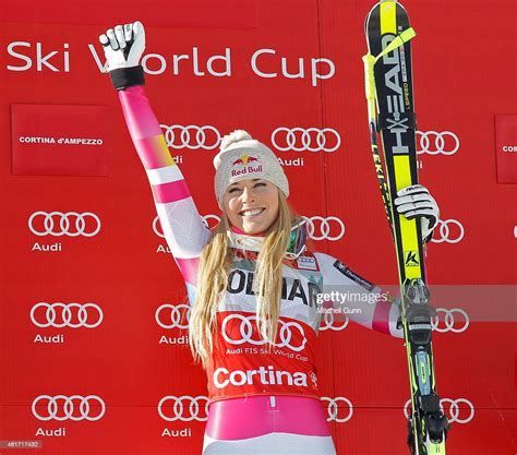 Lindsey Vonn Of The Usa On The Podium After Winning The Fis Alpine