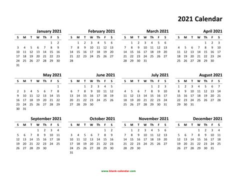 Blank 2021 Calendar Customize And Print