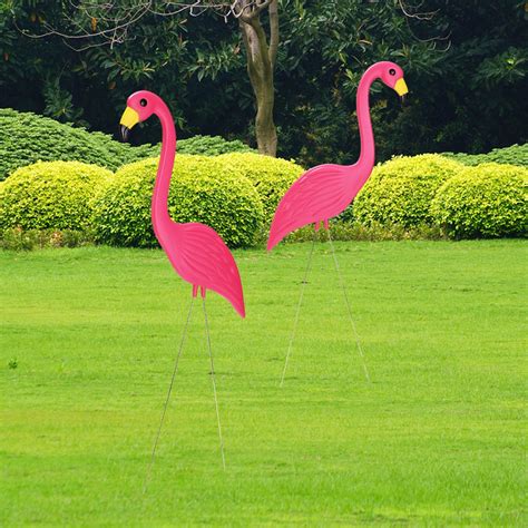 2pcs 90cm Pink Flamingos Plastic Yard Garden Decorations Lawn Art