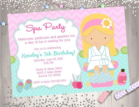 Editable Spa Party Invitation Spa Party Birthday Invite Etsy Spa