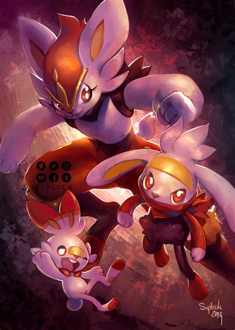 Scorbunny Raboot And Cinderace By Siplick On Deviantart