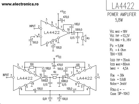 La4422 Power Audio Amplifier Schematic