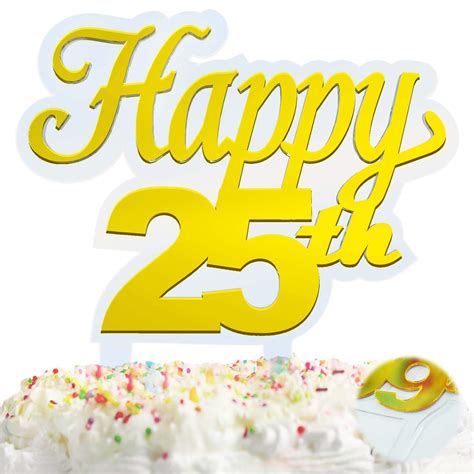 Happy 25th Birthday Acrylic Cake Topper Decorations For
