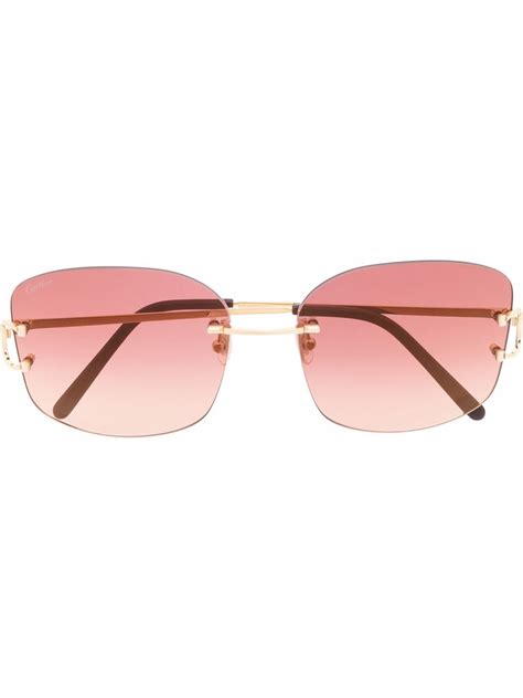 Cartier Eyewear Rimless Frame Sunglasses Farfetch