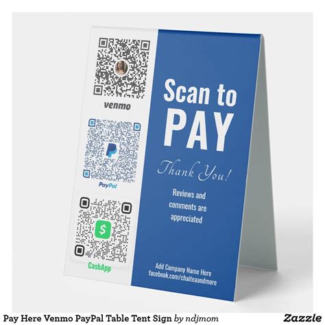 Pay Here Venmo Paypal Table Tent Sign In 2021 Booth Set