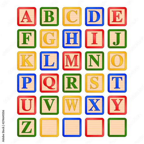 Uppercase Letters Childrens Wooden Alphabet Blocks Vector Graphic Icon