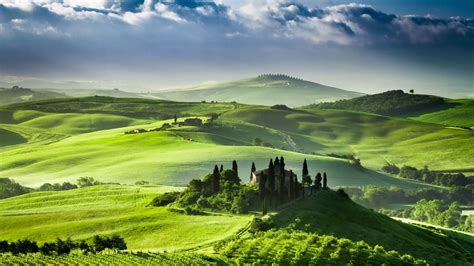 Green Landscapes Hills Italy Hillside Tuscany Landscape Wallpaper