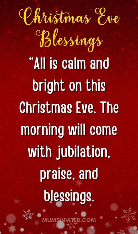 Christmas Eve Blessing With Snowflakes And Stars On Red Background All
