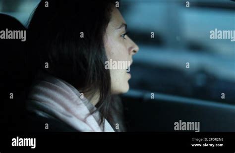 Female Driver Yawning While Driving Tired Sleepy Close Up Woman Face