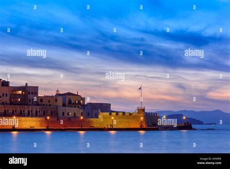 Venetian Harbour At Sunset Chania Crete Greece Stock Photo Alamy