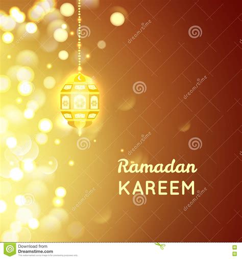 Beautiful Golden Lamp Ramadan Kareem Greeting On Gold Bokeh
