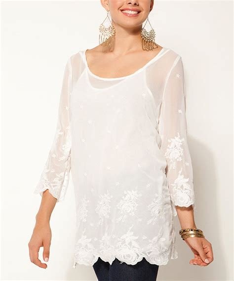 Look What I Found On Zulily Ivory Floral Lace Scoop Neck Layered