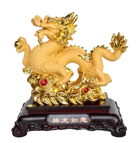 Golden Chinese Dragon Statue With Dragon Ball
