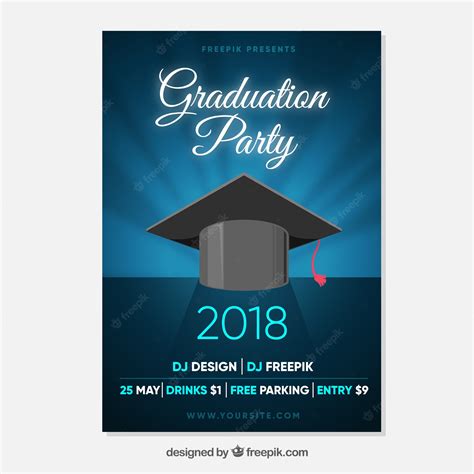 Free Vector Elegant Graduation Invitation Template Flat Design