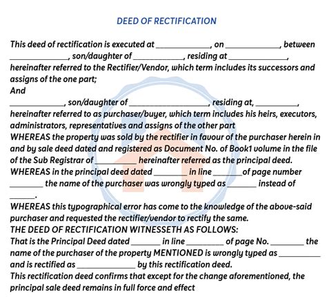 Rectification Deed Meaning Importance And Format