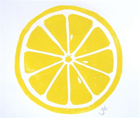 Print Lemon Yellow Linocut Citrus 8x10 Letterpress Print Etsy