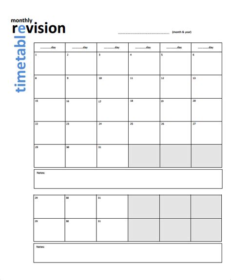 Free 12 Sample Revision Timetable Templates In Pdf Ms Word