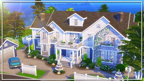 Coastal Colonial Mansion The Sims 4 Speed Build No Cc Sims House Sims 4